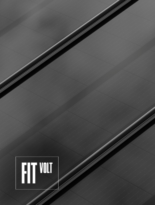 Close view of a SolRoof FIT VOLT panel surface and standing seams; manufacturer image
